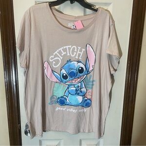 Disney Stitch Unisex T-Shirt - Tan and Blue